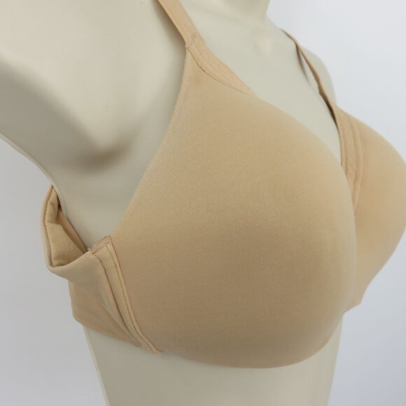 Warners 36C Bra 2055 Invisible Bliss Wireless T Shirt Solid Beige Lined Women - Picture 3 of 15